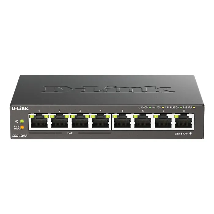D-Link D-Link DGS-1008P 8-Poorts Gigabit PoE Switch (60W)