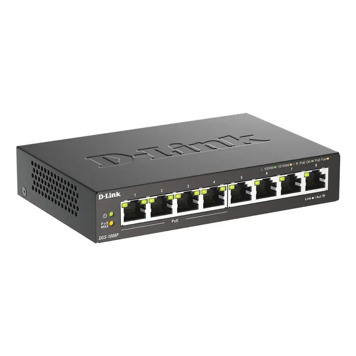 D-Link D-Link DGS-1008P 8-Poorts Gigabit PoE Switch (60W)