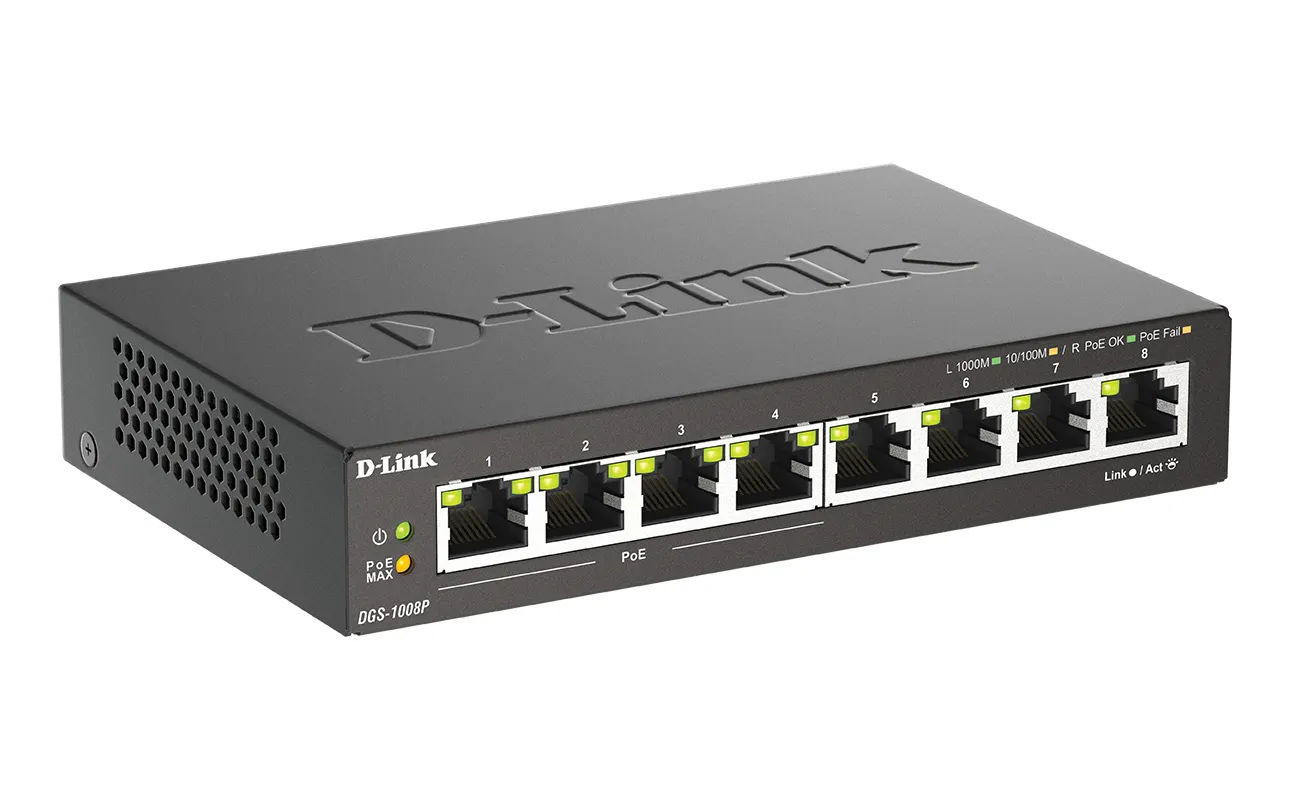 D-Link D-Link DGS-1008P 8-Poorts Gigabit PoE Switch (60W)