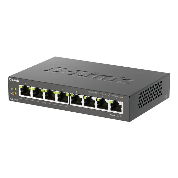 D-Link D-Link DGS-1008P 8-Poorts Gigabit PoE Switch (60W)