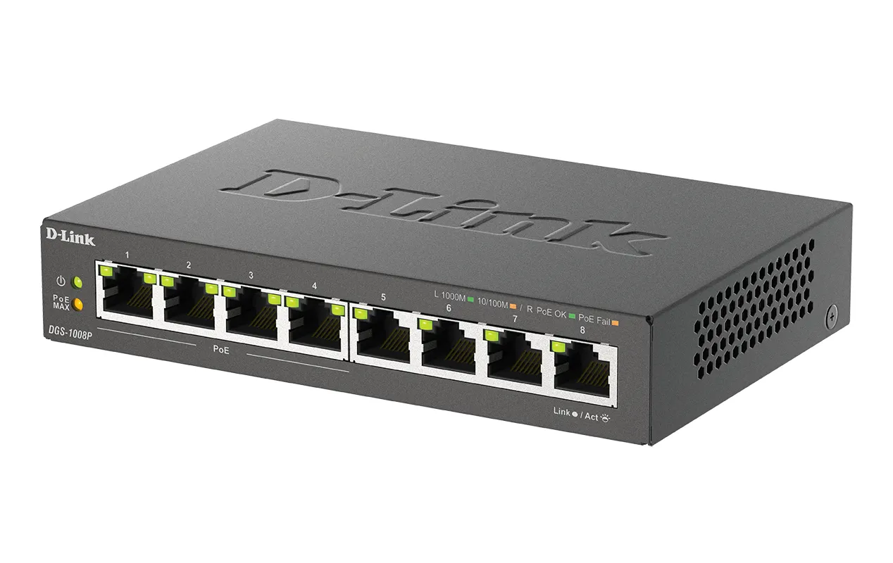 D-Link D-Link DGS-1008P 8-Poorts Gigabit PoE Switch (60W)