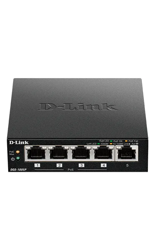 D-Link D-Link DGS-1005P 5-Poorts Gigabit PoE Switch (60W)