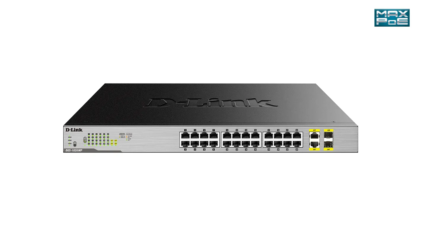 D-Link D-Link DGS-1026MP 24-Poorts Gigabit PoE+ Switch (370W)