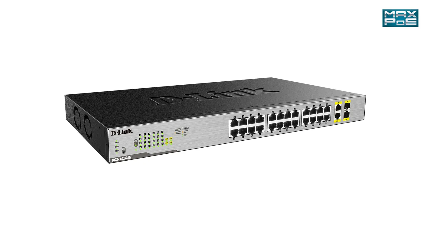 D-Link D-Link DGS-1026MP 24-Poorts Gigabit PoE+ Switch (370W)