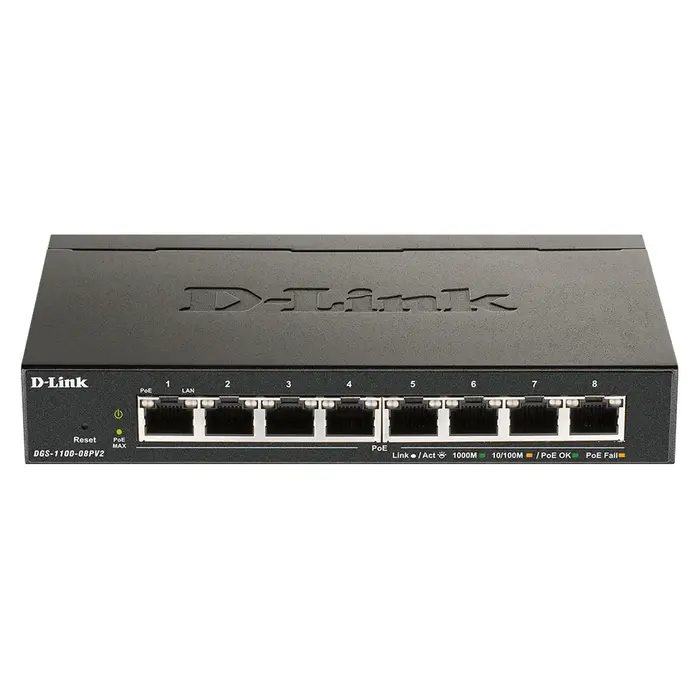 D-Link D-Link DGS-1100-08PV2 Smart Managed PoE+ Switch - 8 Poorten