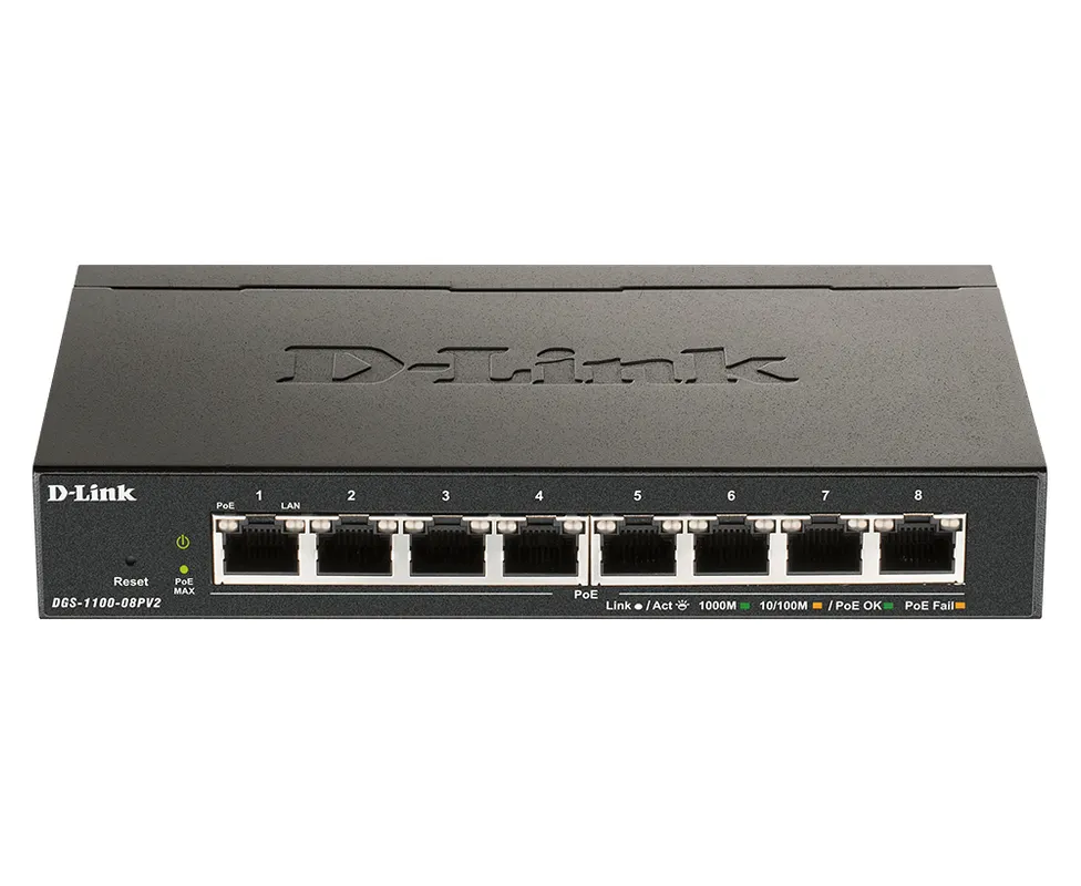 D-Link D-Link DGS-1100-08PV2 Smart Managed PoE+ Switch - 8 Poorten