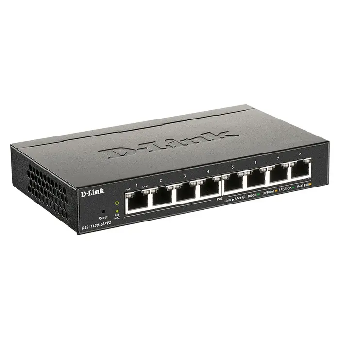 D-Link D-Link DGS-1100-08PV2 Smart Managed PoE+ Switch - 8 Poorten