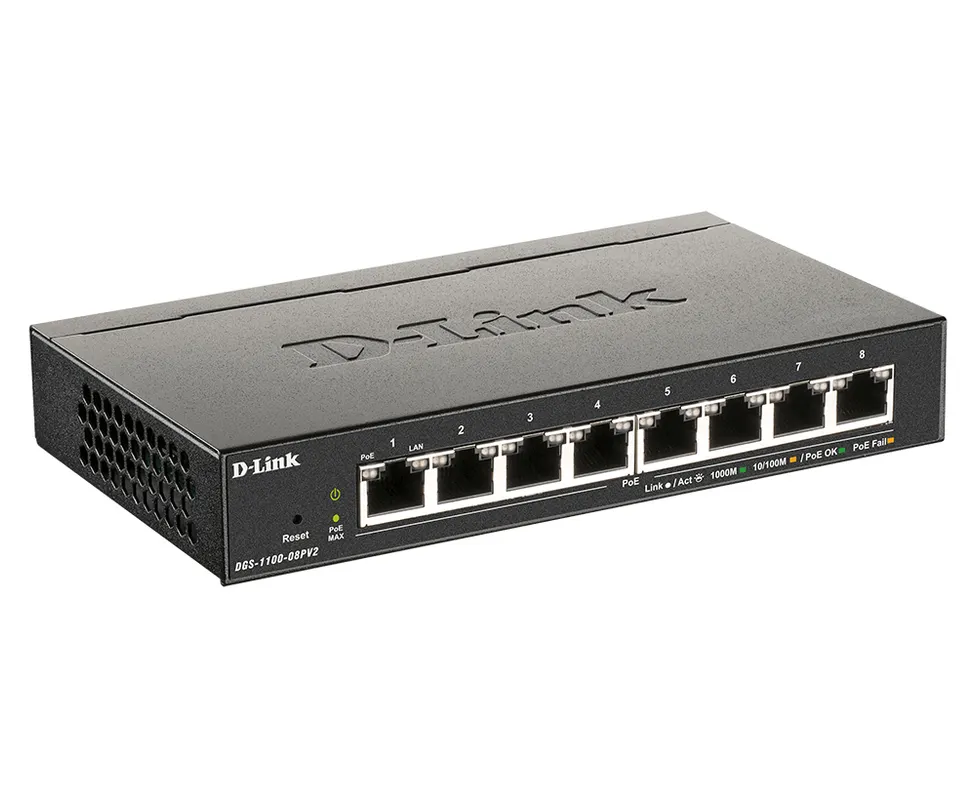 D-Link D-Link DGS-1100-08PV2 Smart Managed PoE+ Switch - 8 Poorten
