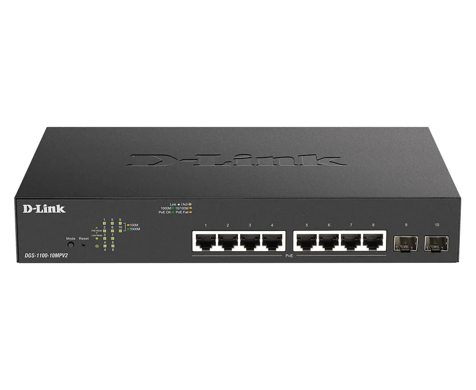 D-Link D-Link DGS-1100-10MPV2 Switch - 8x PoE+ (130W) & 2x SFP