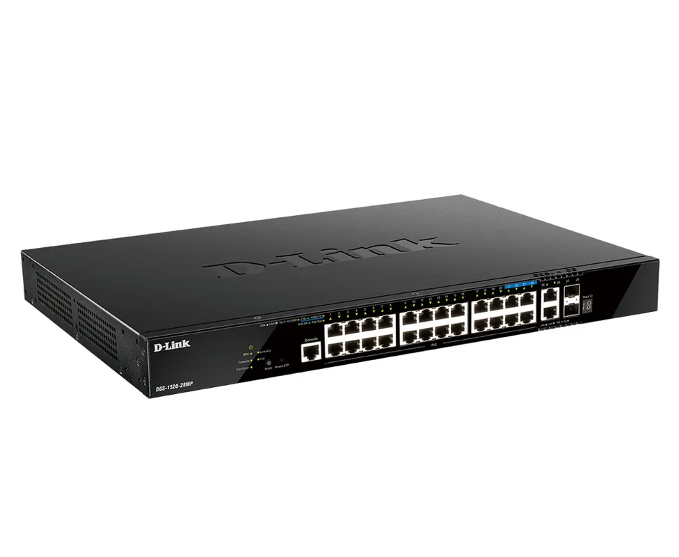 D-Link D-Link DGS-1520-28MP/E Layer 3 PoE+ Switch - 24 Poorts + 4x 10G