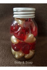 Fles met 28 badparel hartjes - Badplezier vol liefde