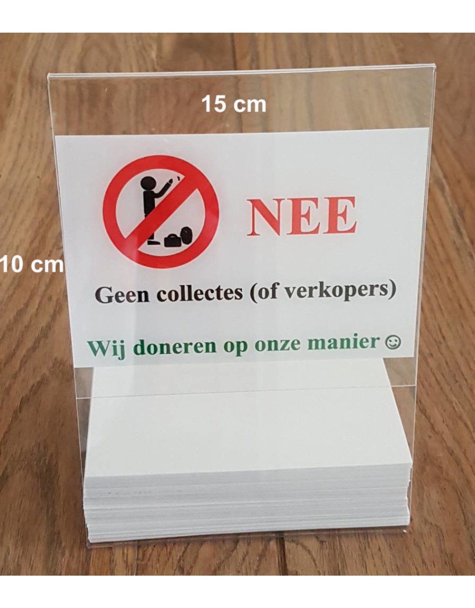 Raamsticker 'GEEN COLLECTE/VERKOPER' - Body & Soap