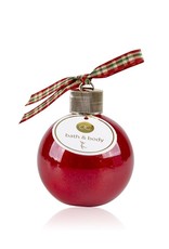 Kerstbal (rood) gevuld met bad- en douchegel 240ml - Body & Soap