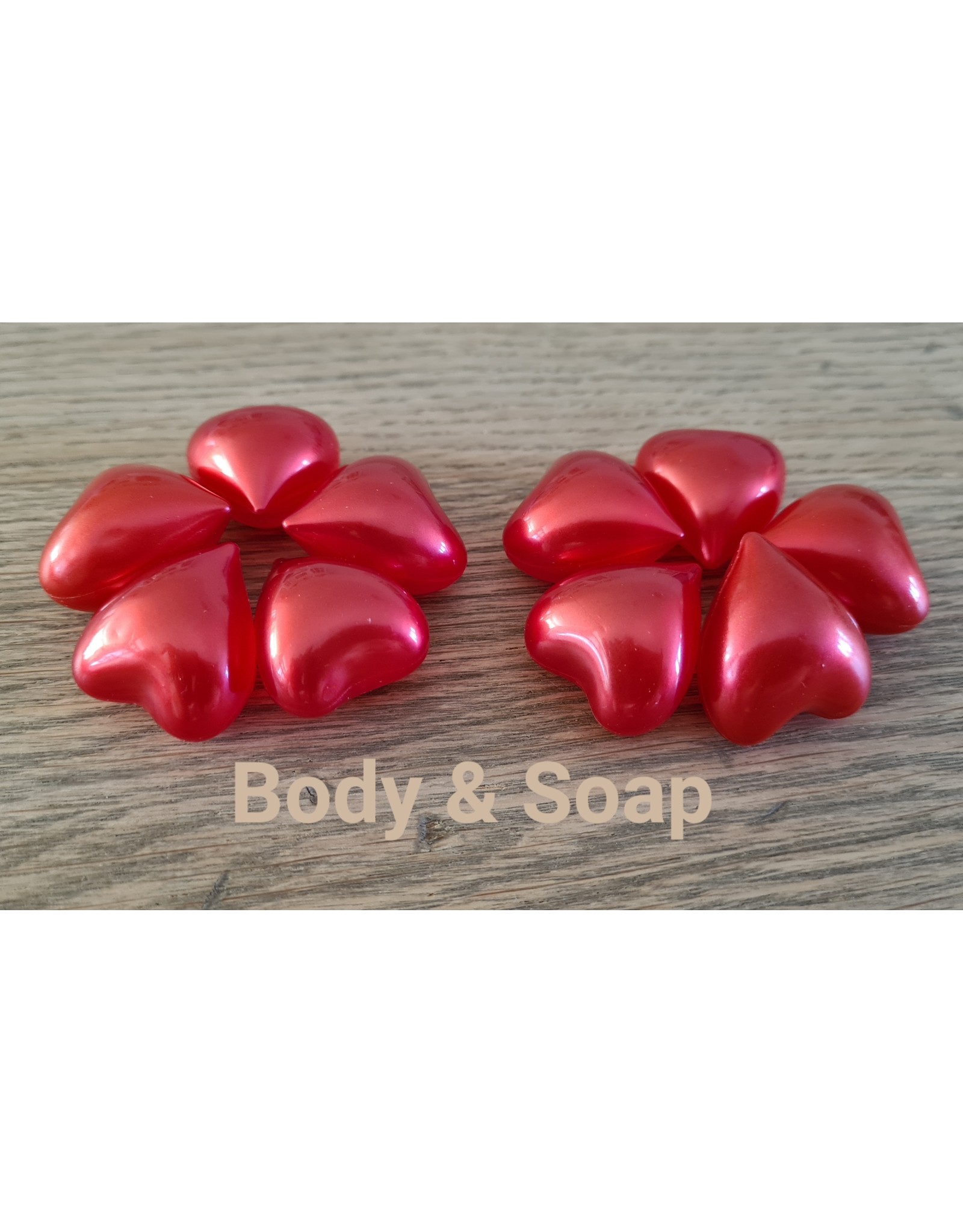 Badparel figuurtjes (hart-rood) metallic - Body & Soap