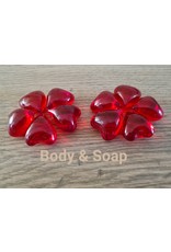 Badparel figuurtjes (hart-rood) transparant - Body & Soap