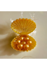 Schelp (goud) gevuld met 7 badparels- Body & Soap