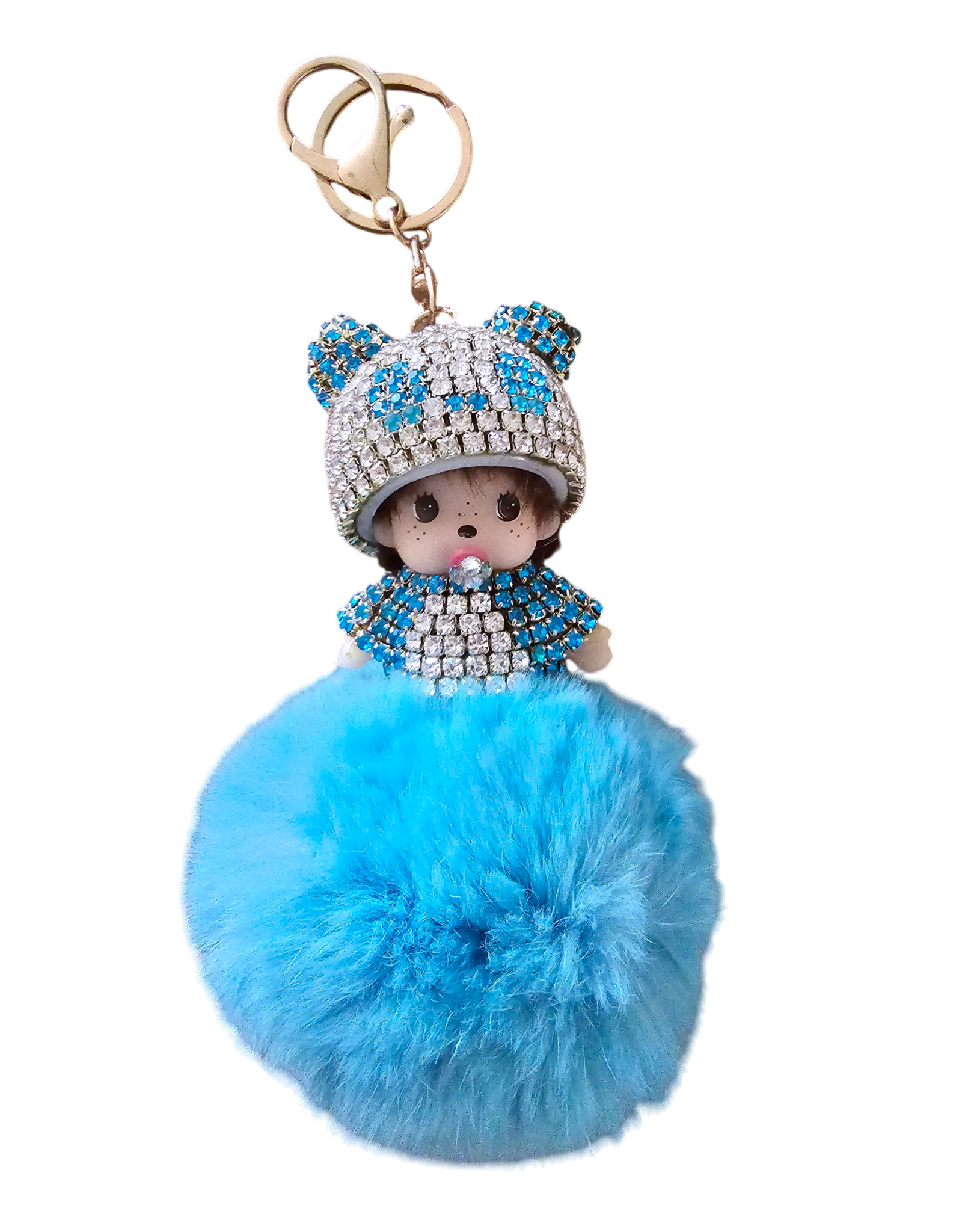 Sleutelhanger Baby PomPom Strassteentjes - zo schattig
