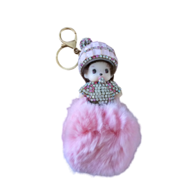 Sleutelhanger Baby PomPom Strassteentjes