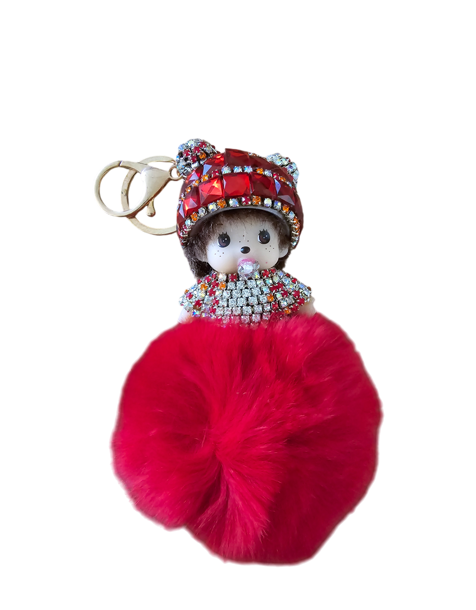 Sleutelhanger Baby PomPom Strassteentjes - zo schattig