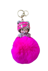 Sleutelhanger Baby PomPom Strassteentjes - zo schattig