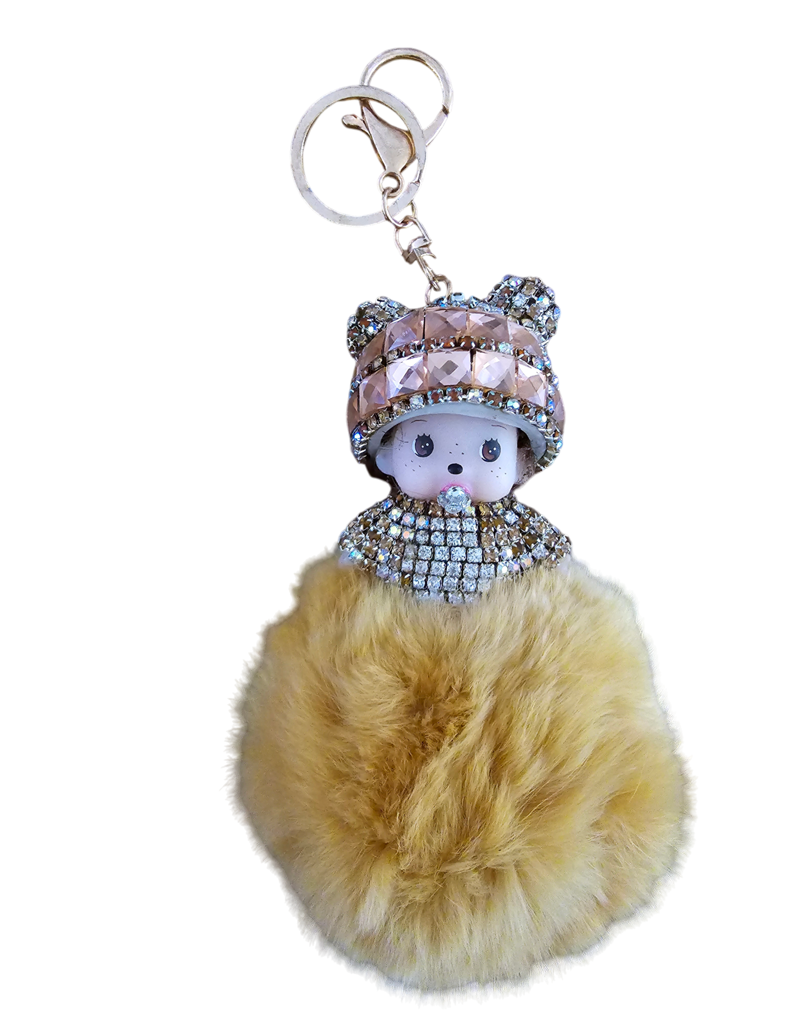 Sleutelhanger Baby PomPom Strassteentjes - zo schattig