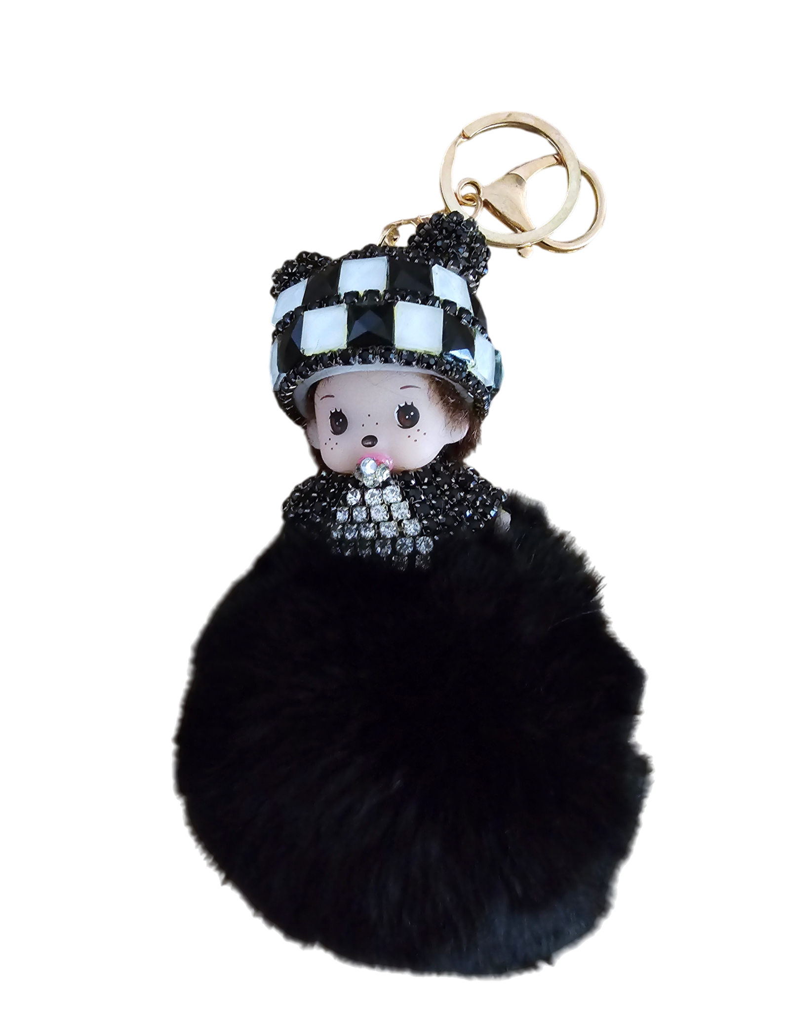 Sleutelhanger Baby PomPom Strassteentjes - zo schattig