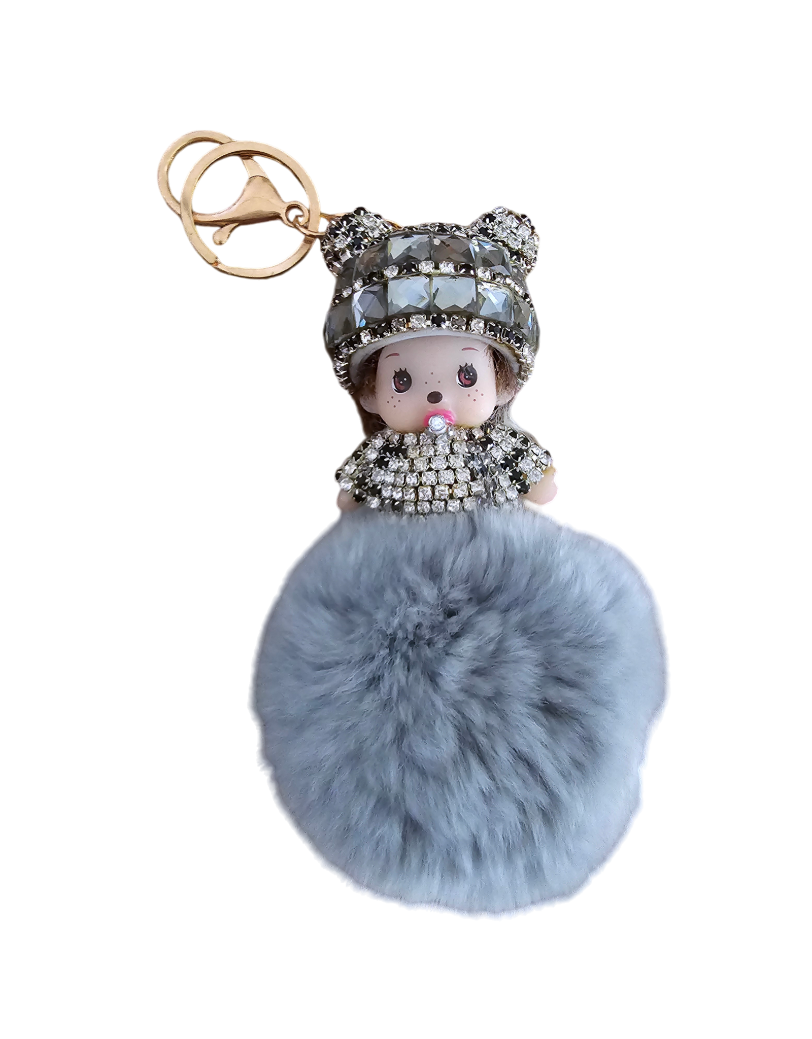 Sleutelhanger Baby PomPom Strassteentjes - zo schattig