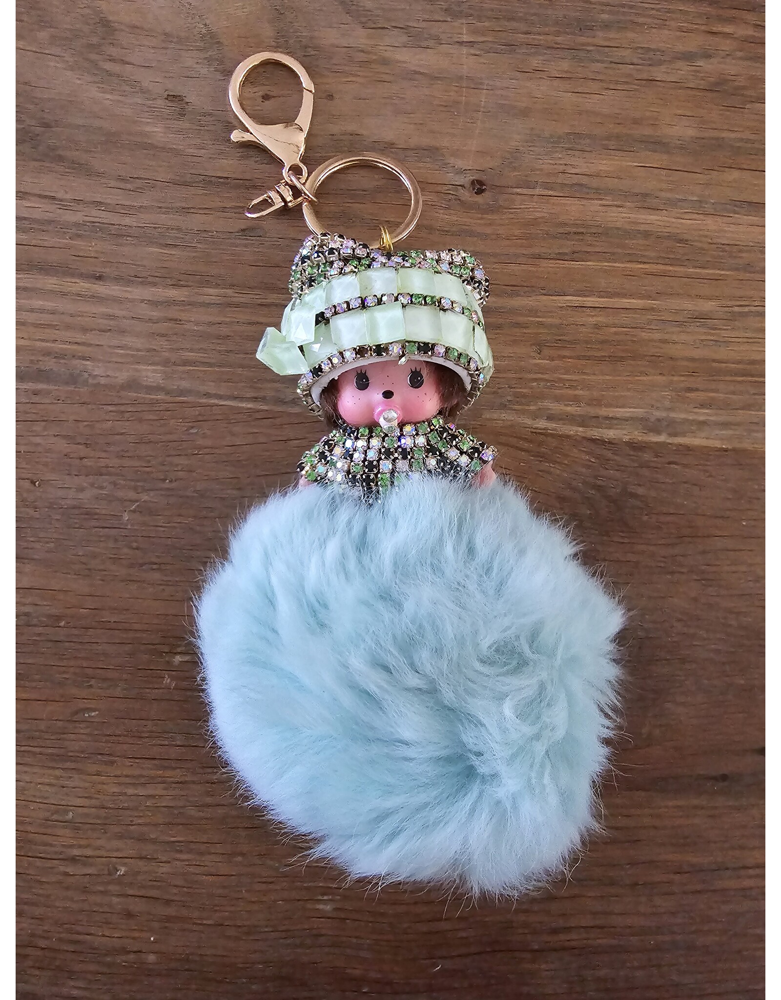 Sleutelhanger Baby PomPom Strassteentjes - zo schattig