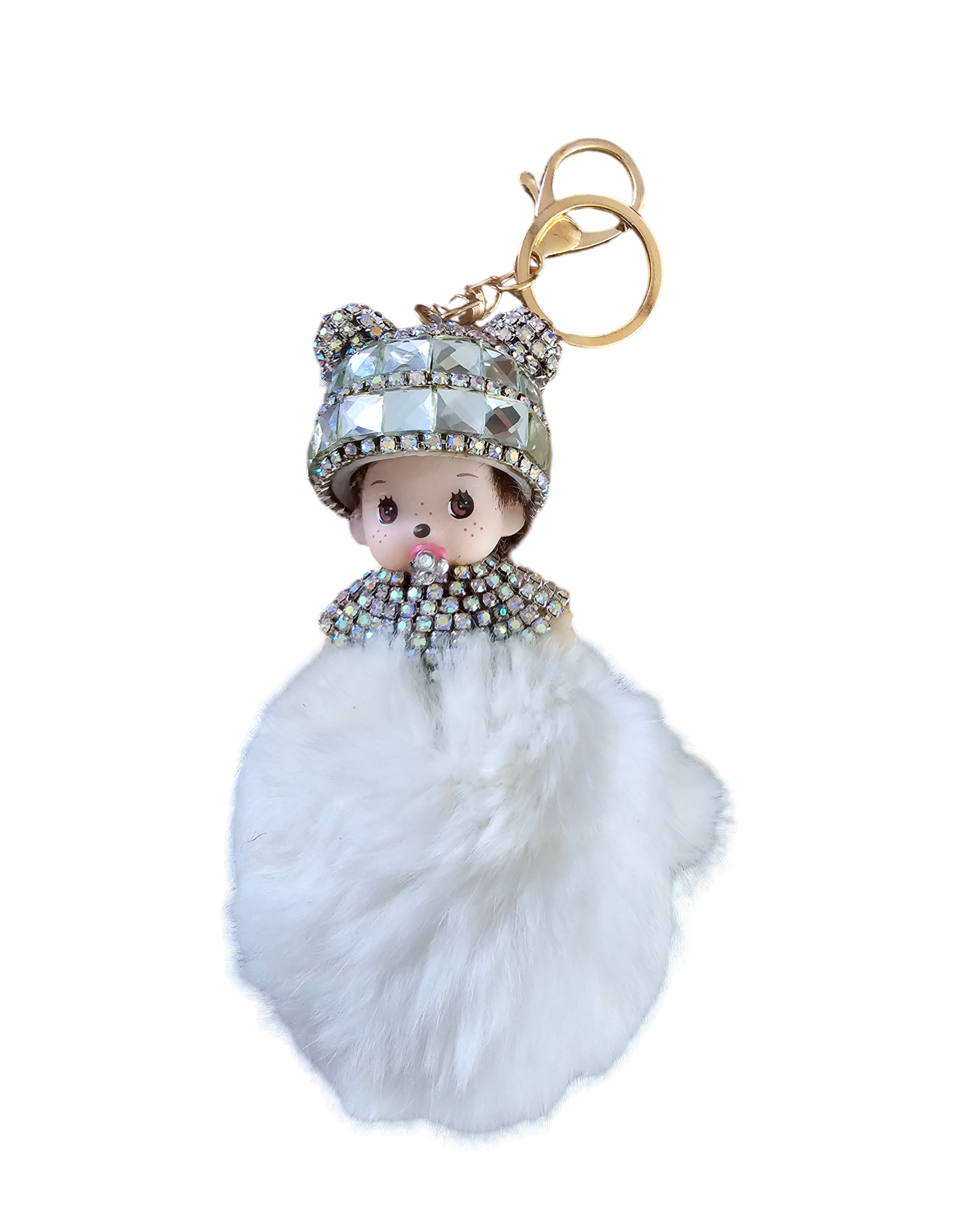 Sleutelhanger Baby PomPom Strassteentjes - zo schattig