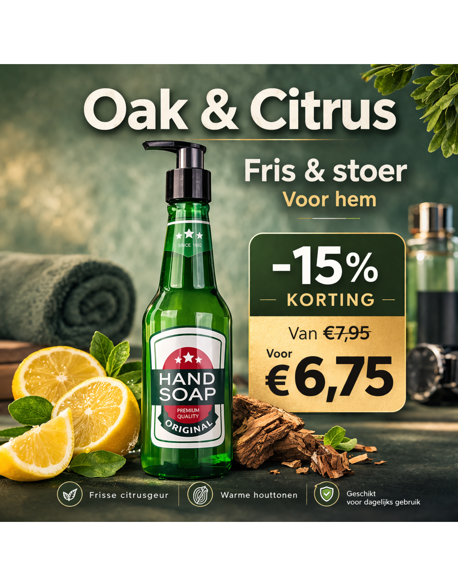 Handzeep in bierfles Look (Groen) - Voor de stoere barman in jouw huis