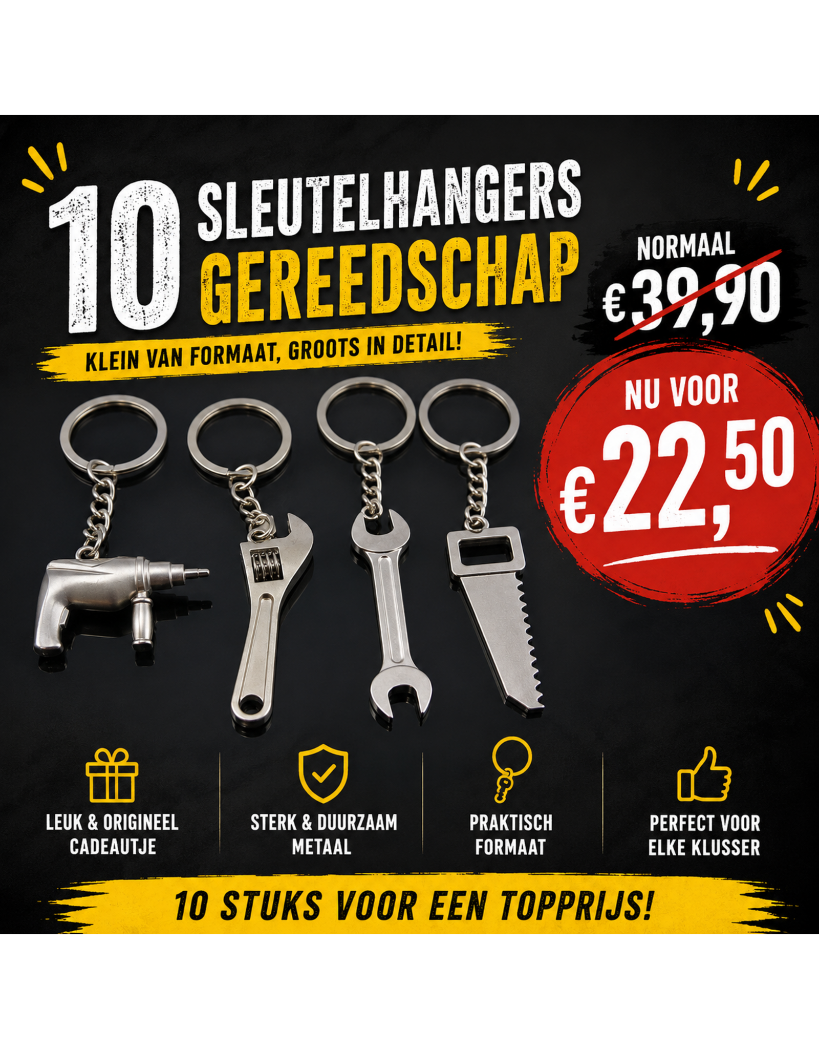 10 Sleutelhangers gereedschap – voor de echte vakman
