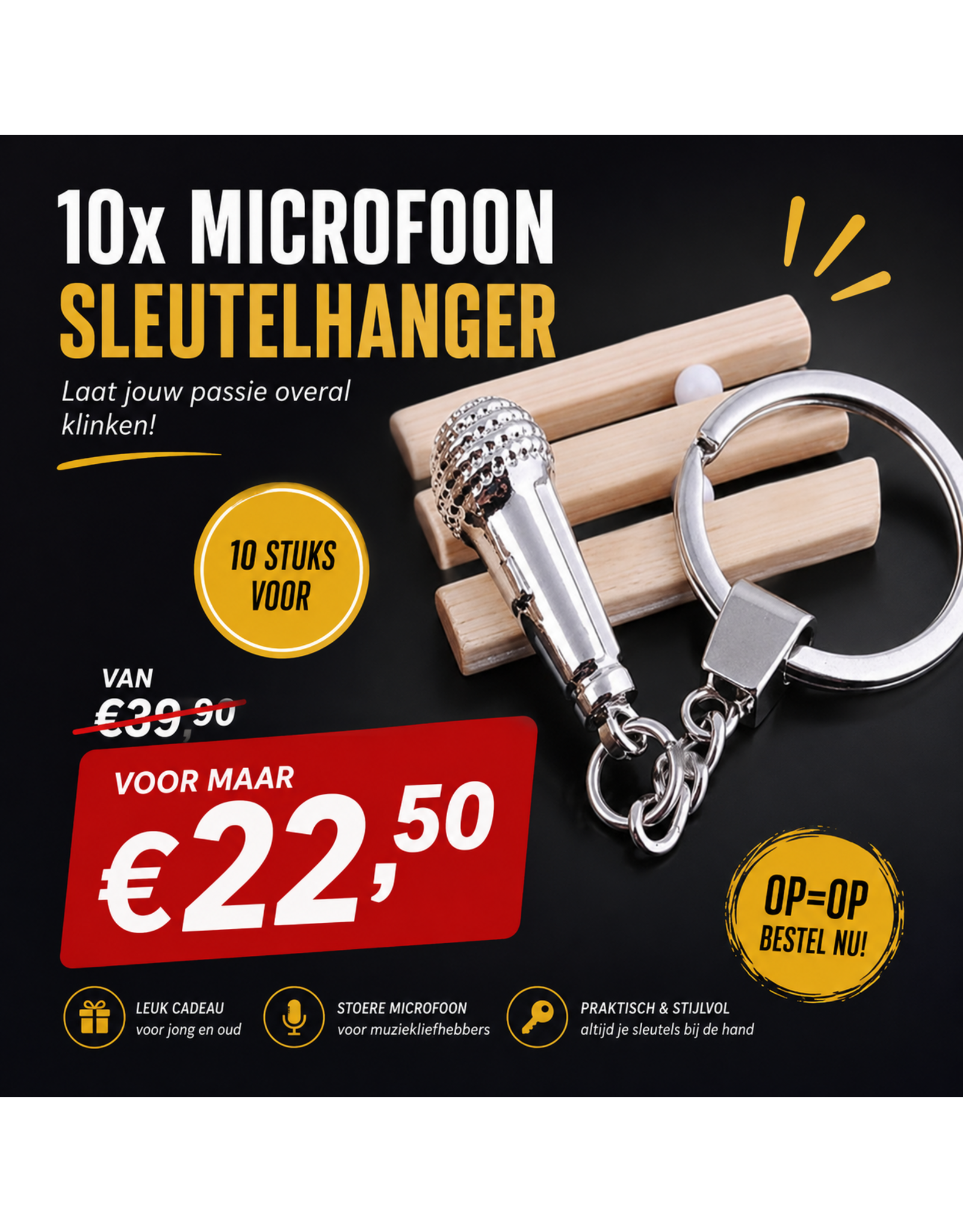 10 Sleutelhangers microfoon - voor het zangtalent