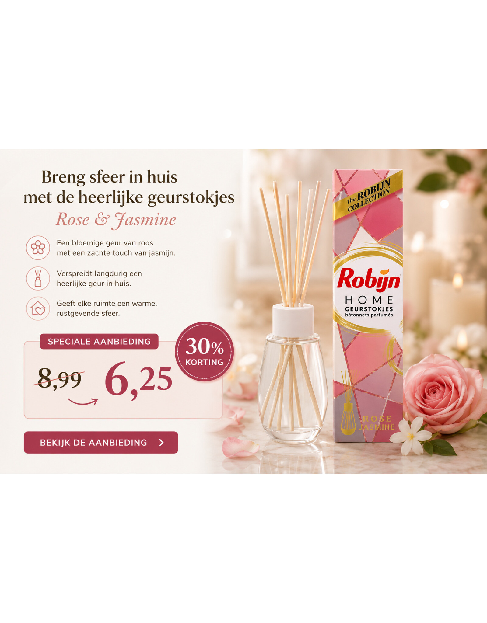 Robijn Robijn Geurstokjes Rosé Chique - geniet van elegante aroma's