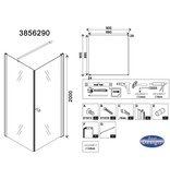 Best Design BD "ERICO" vierkante cabine met 1 swing deur 90x90x200cm NANO glas 6mm