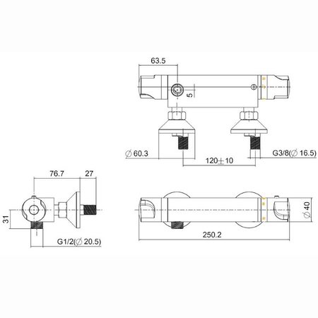 Samano Universal therm.douchemengkraan 12cm Wiesbaden