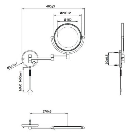 Samano Wand Scheerspiegel met led verlichting Wiesbaden