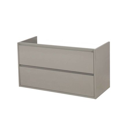 Samano New Future Onderkast Badkamermeubel | hoogglans taupe | 100 cm | greeploos | 2 lades | softclose | 1 sifon- uitsparing