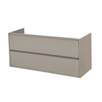 New Future Onderkast Badkamermeubel | hoogglans taupe | 120 cm | greeploos | 2 lades | softclose | 2 sifon- uitsparingen