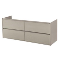 New Future Onderkast Badkamermeubel | hoogglans taupe | 140 cm | greeploos | 4 lades | softclose | 2 sifon- uitsparingen