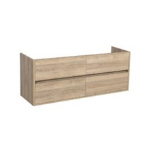 Nexxt Onderkast Badkamermeubel | legno calore | 140 cm | greeploos | 4 lades | softclose | 2 sifon- uitsparingen