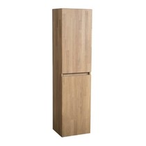 Natural Wood Hoge Kast Badkamermeubel | massief eikenhout | 160 cm | greeploos | 2 deuren