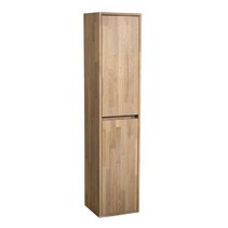 Natural Wood NEXXT Hoge Kast Badkamermeubel | massief eikenhout | 160 cm | greeploos | 2 deuren