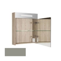 New Future Spiegelkast | dubbelzijdige spiegel | 60 cm | hoogglans taupe | 1 deur | rechtsdraaiend | LED verlichting