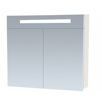 2.0 Spiegelkast | enkelzijdige spiegel | 80 cm | hoogglans wit | 2 deuren | LED verlichting