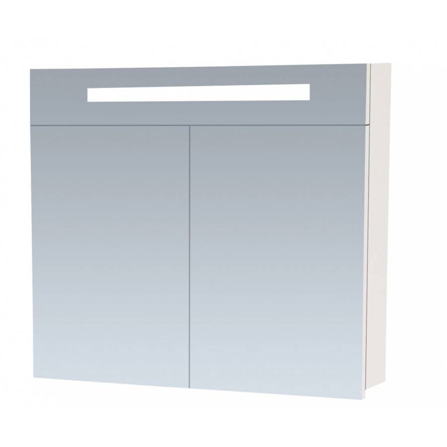 2.0 Spiegelkast | enkelzijdige spiegel | 80 cm | hoogglans wit 2 deuren | LED verlichting | Sanitair Brabant