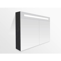 2.0 Spiegelkast | enkelzijdige spiegel | 80 cm | zwart | 2 deuren | LED verlichting