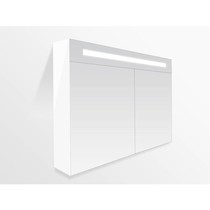Spiegelkast | dubbelzijdige spiegel | 80 cm | mat wit | 2 deuren | LED verlichting