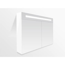 Spiegelkast | dubbelzijdige spiegel | 80 cm | hoogglans wit | 2 deuren | LED verlichting