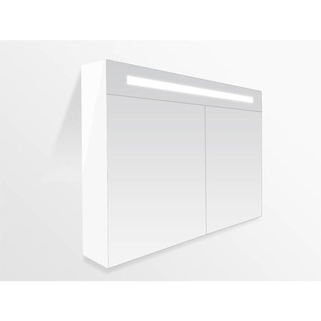 Samano Spiegelkast | dubbelzijdige spiegel | 80 cm | hoogglans wit | 2 deuren | LED verlichting