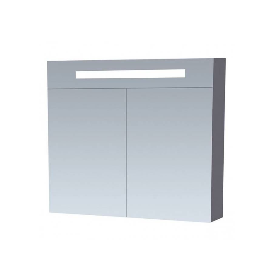 Spiegelkast | dubbelzijdige | cm | hoogglans grijs | 2 deuren | LED verlichting | Brabant
